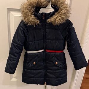Tommy Hilfiger Kids Navy Puffer Jacket with Fur Hood